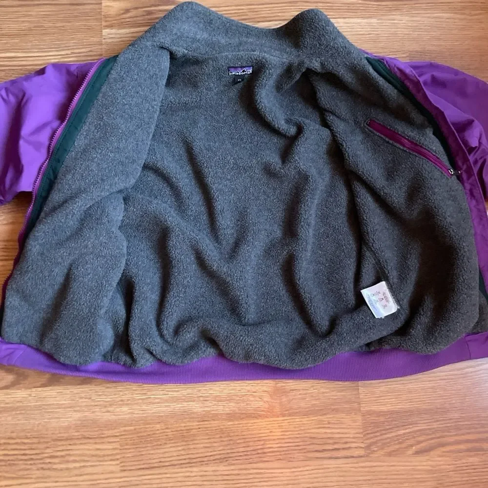 VTG 90s Patagonia Shelled  Jacket Women’s 12 Purple Fleece Lined USA